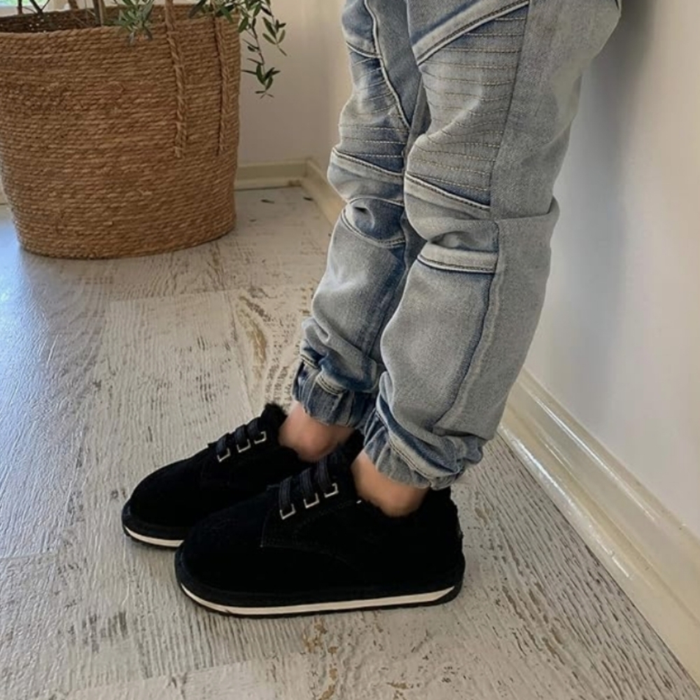 Emu Australia Fenner Black Suede Merino Wool Lined Shoes Size Kids 13 K12611 NIB